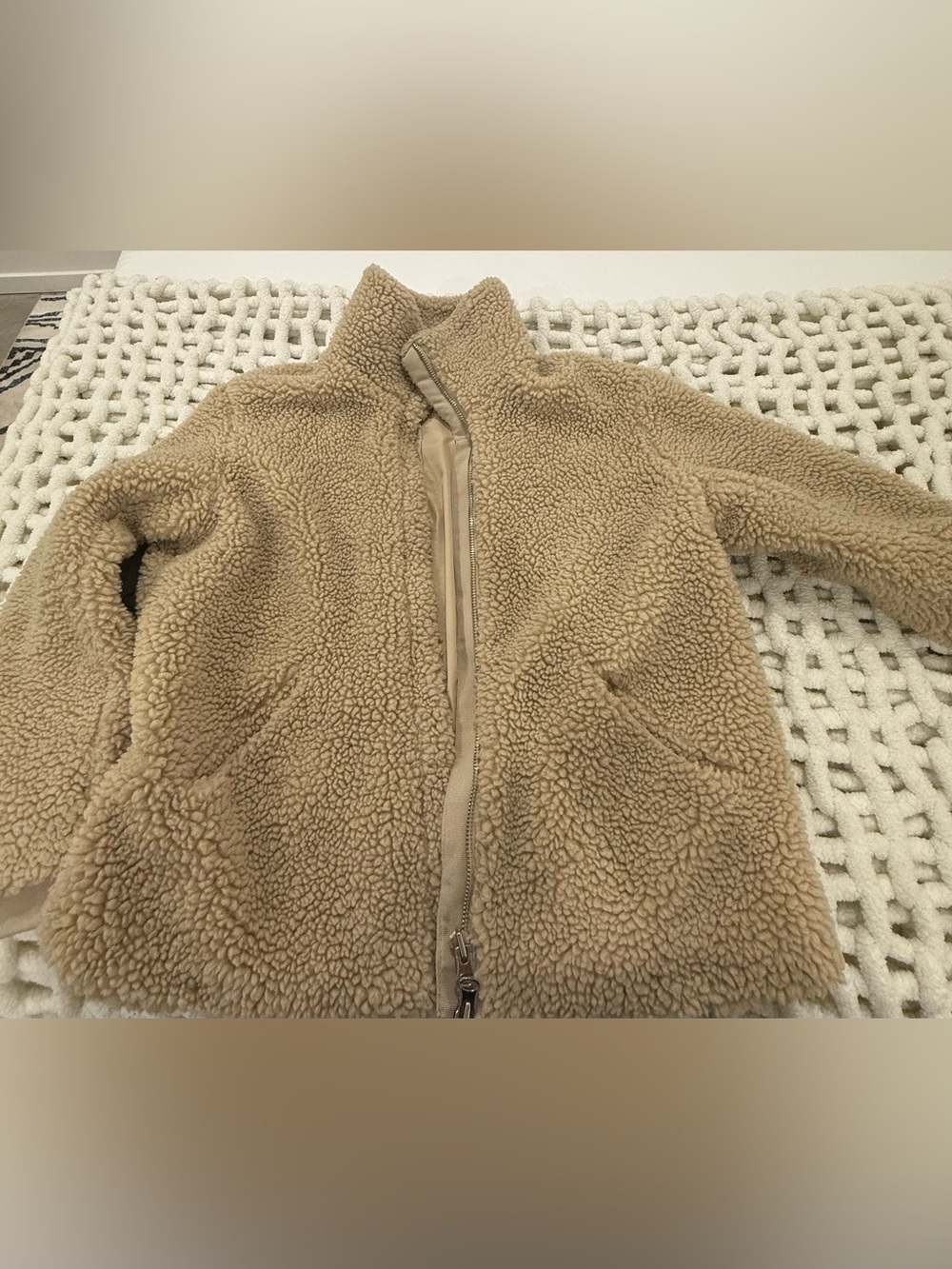 H&M Cream Teddy Sherpa Jacket with Brushed Lining